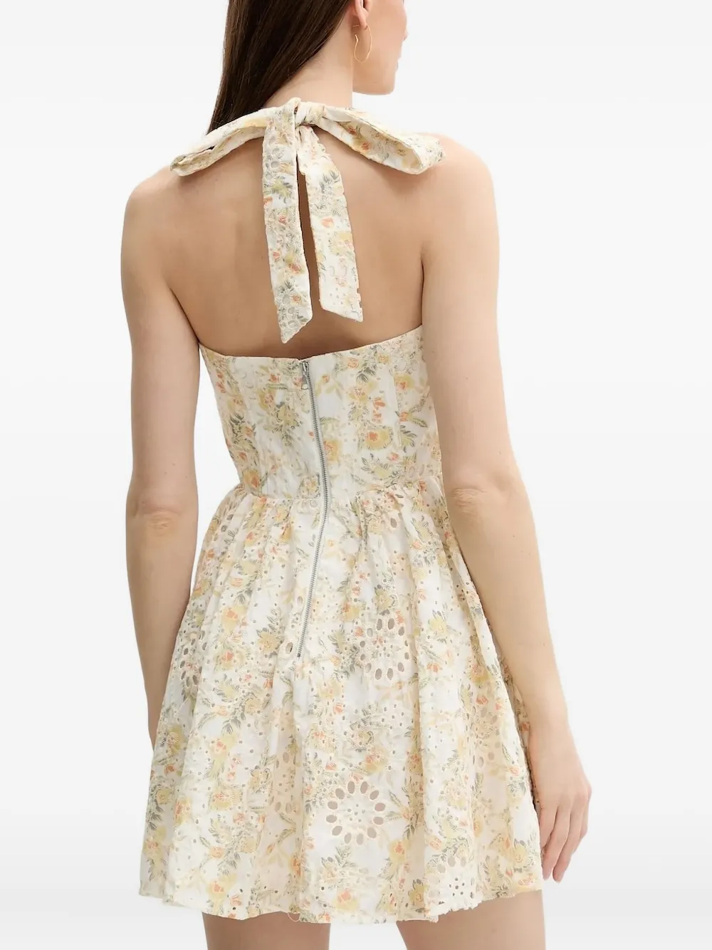 Bardot Halterjurk met bloemenprint Wit