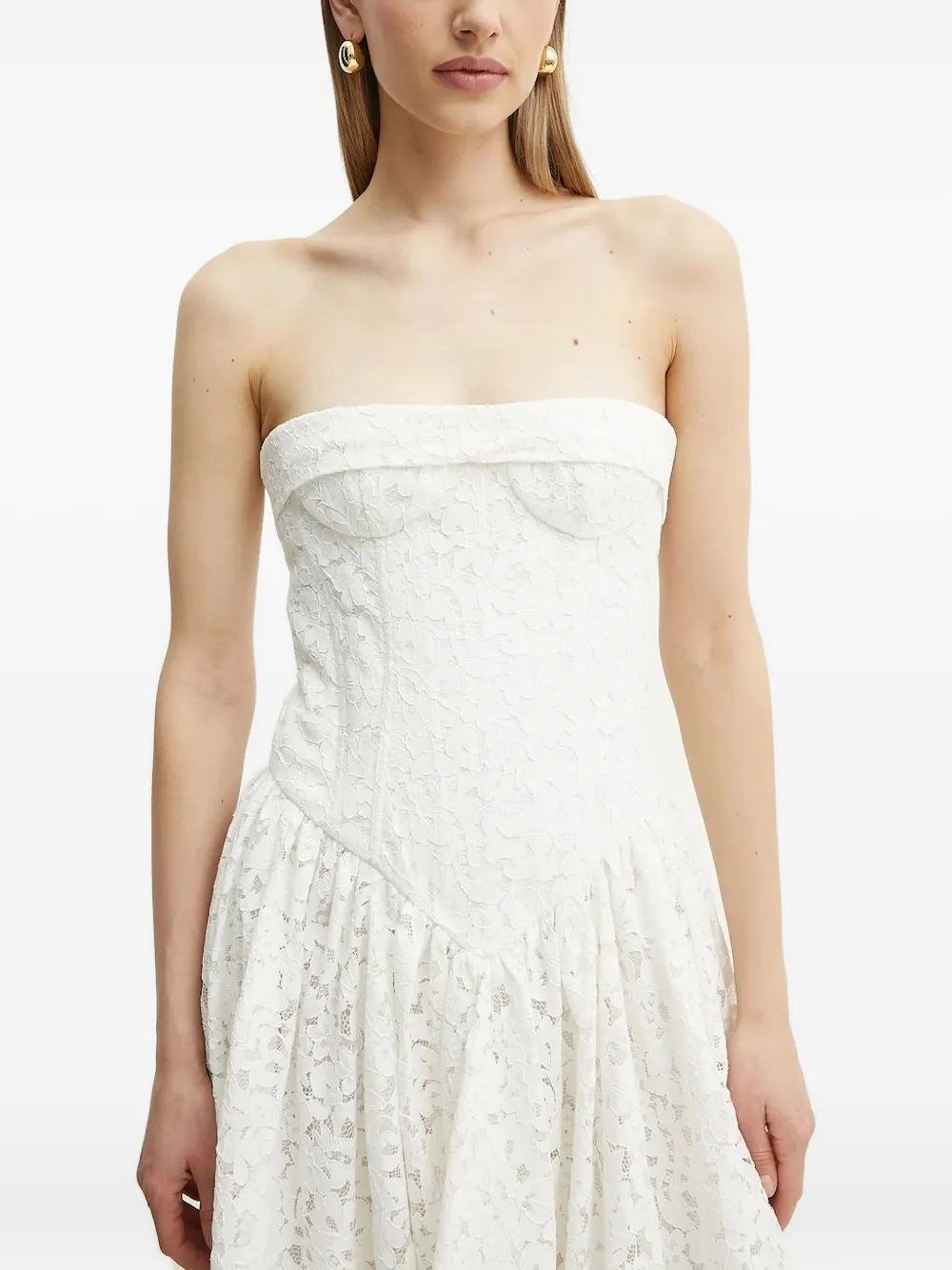 Bardot Felicidad strapless asymmetrische jurk Wit
