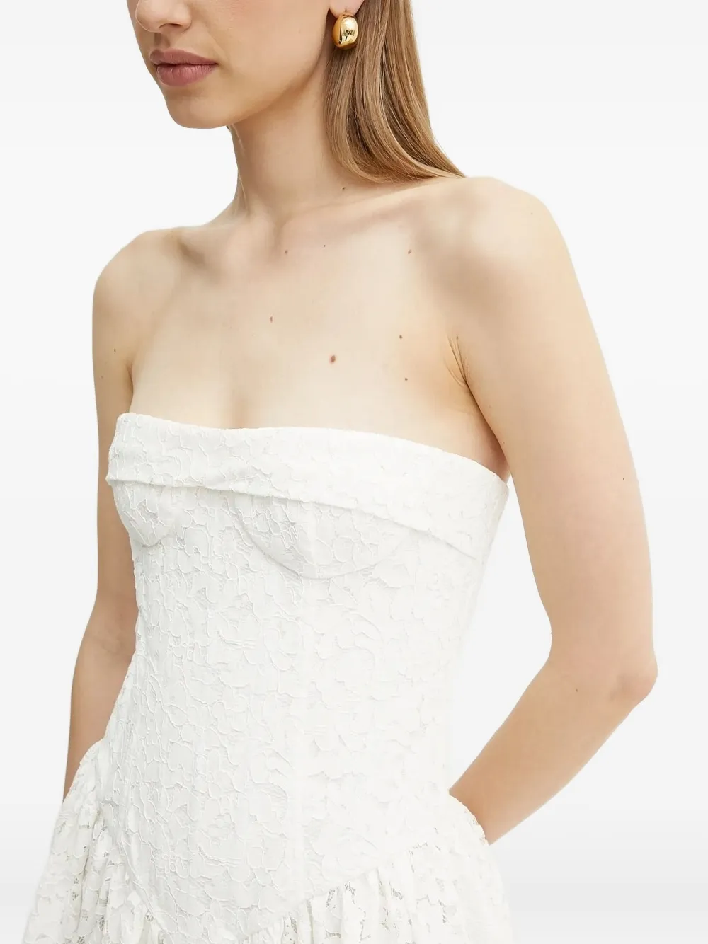 Bardot Felicidad strapless asymmetrische jurk Wit