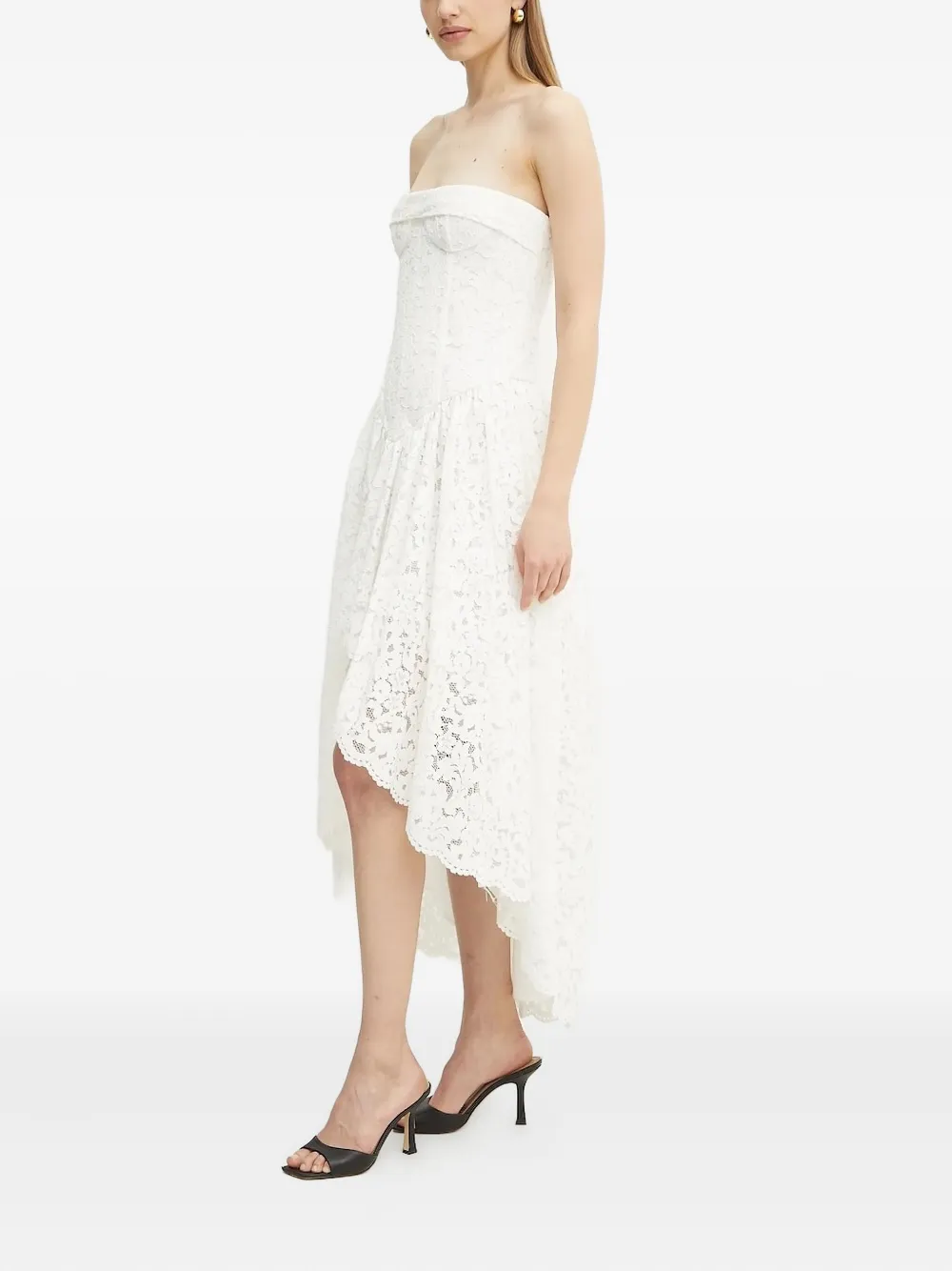 Bardot Felicidad strapless asymmetrische jurk - Wit