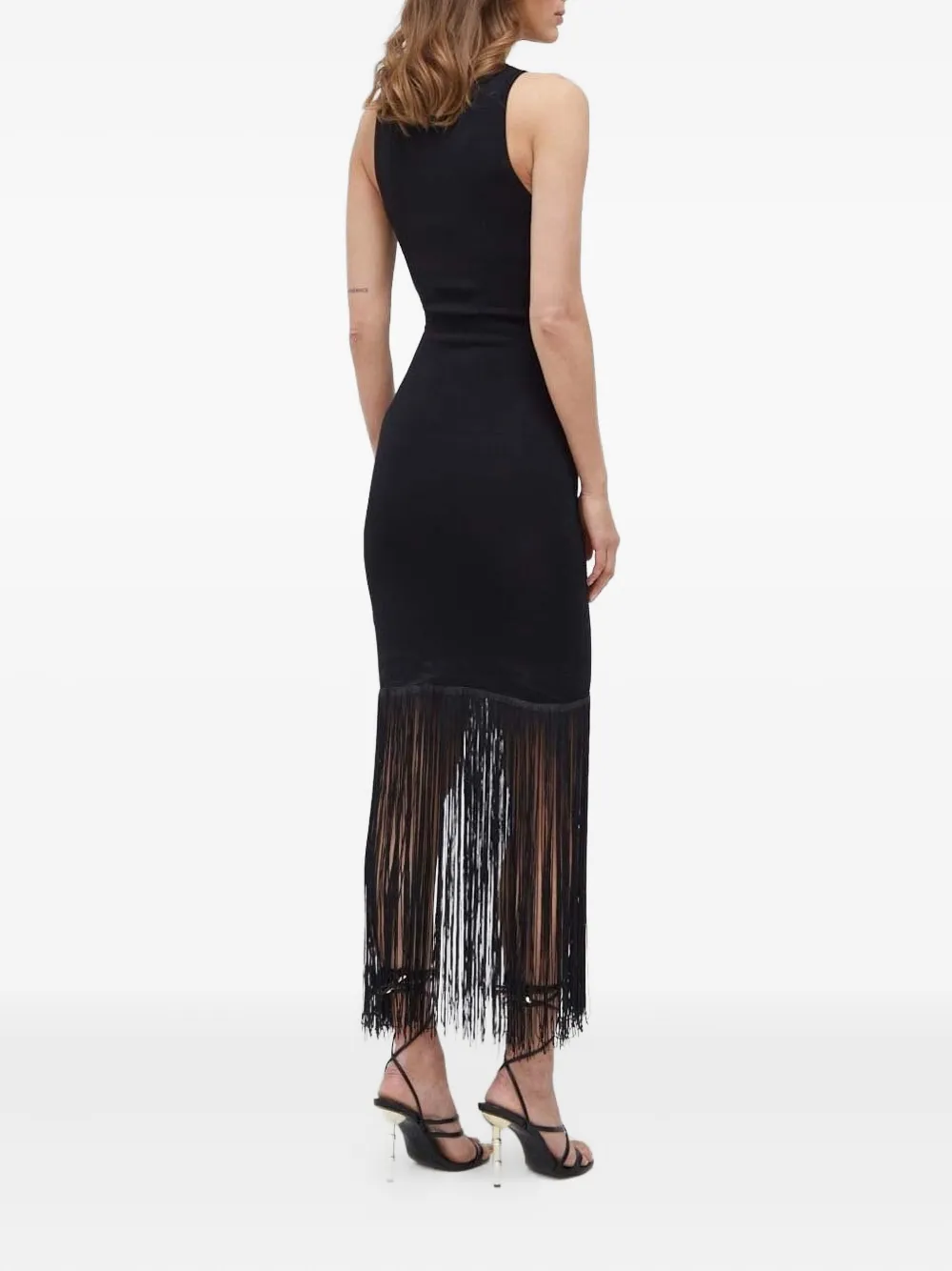 Bardot Jurk met franje - Zwart