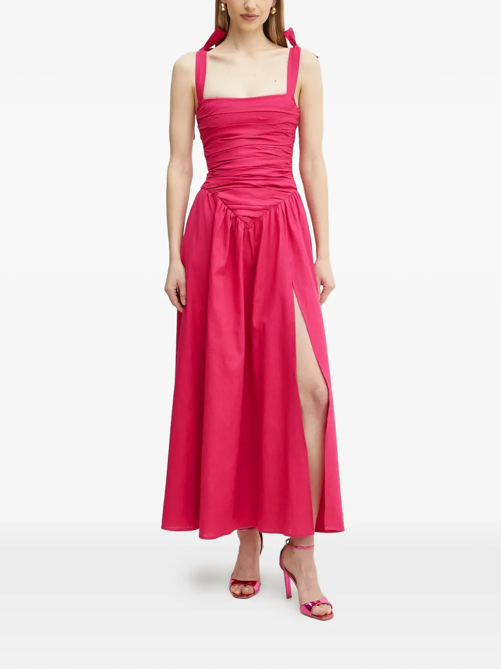 Bardot Mirelle tie-strap ruched maxi dress - Rosa