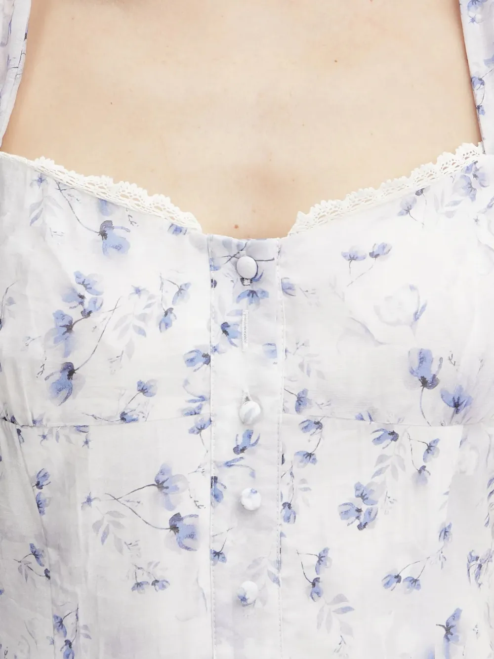Bardot Midi-jurk met bloemenprint en knopen Wit
