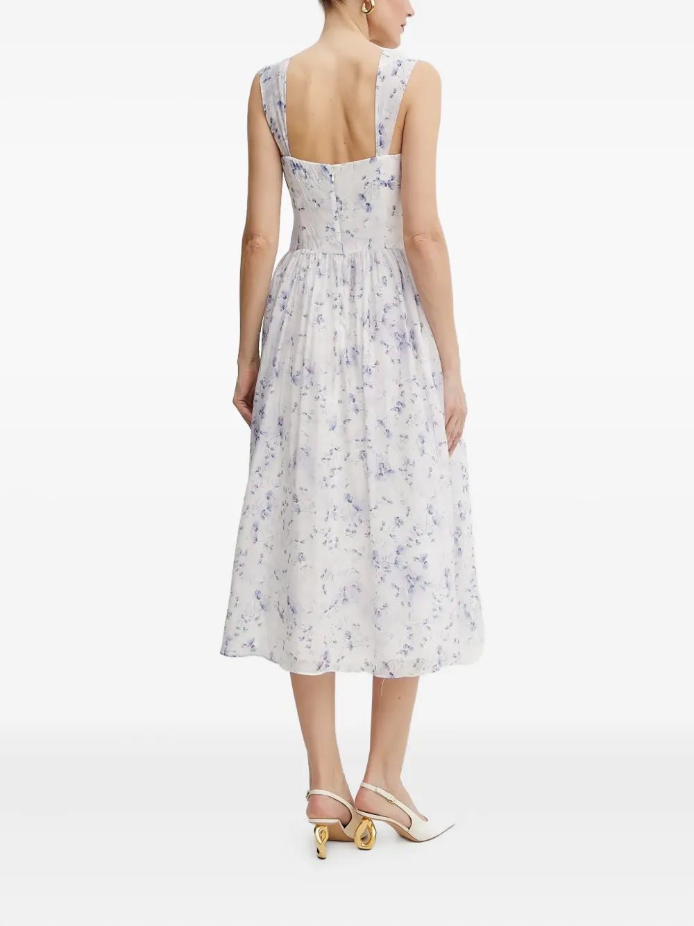 Bardot Midi-jurk met bloemenprint en knopen Wit
