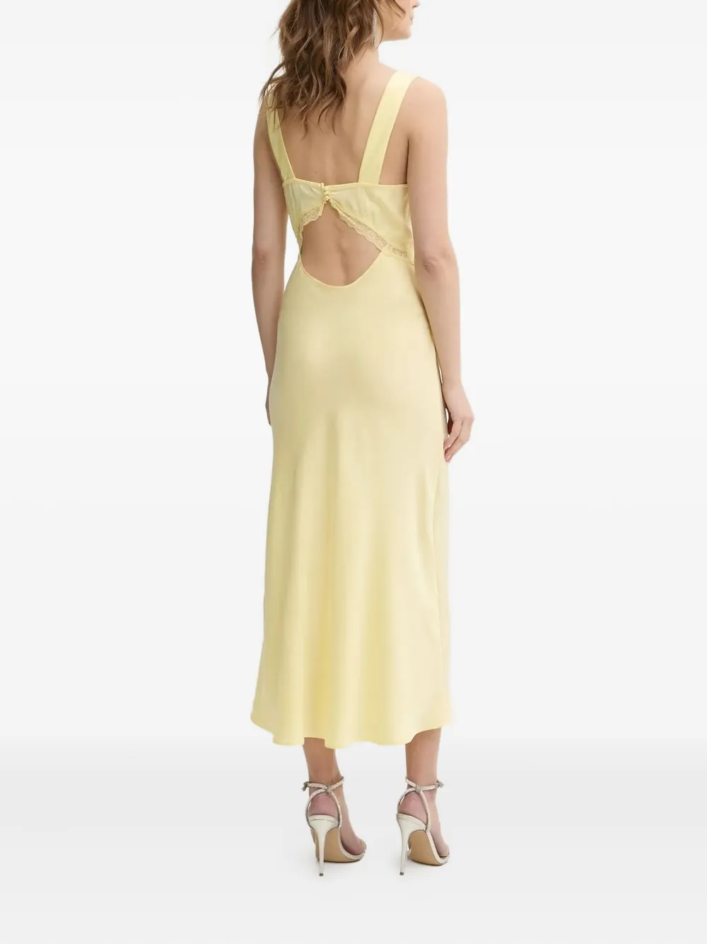 Bardot Midi-jurk met kanten vlak Geel