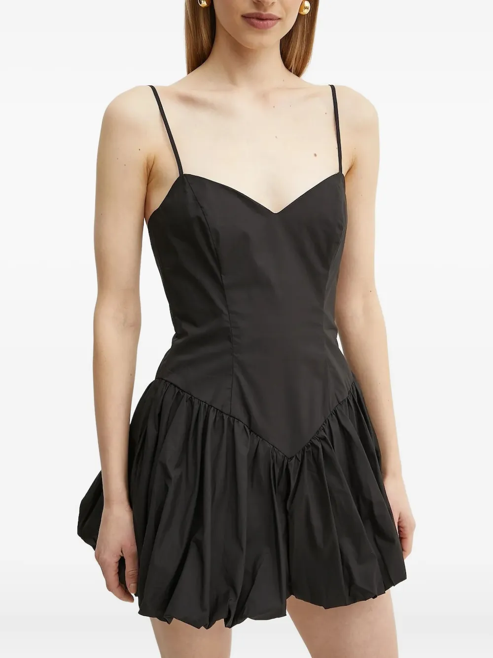 Bardot sweetheart-neckline bubble mini dress Zwart