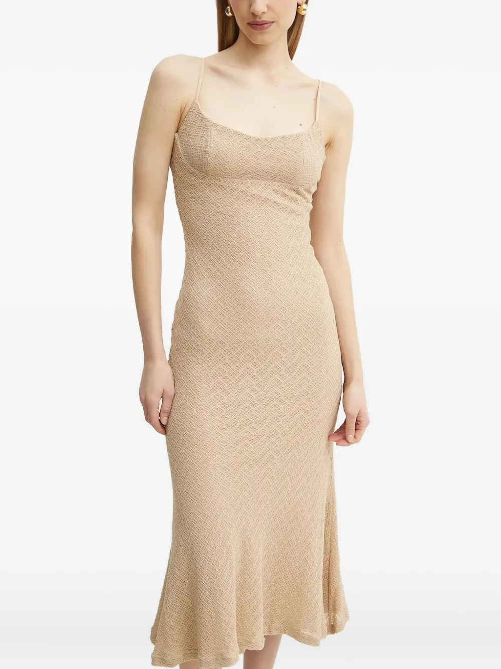 Bardot Rochie Textured Midi Dress In Pink
