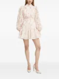 Bardot floral-print long-sleeve mini dress - White