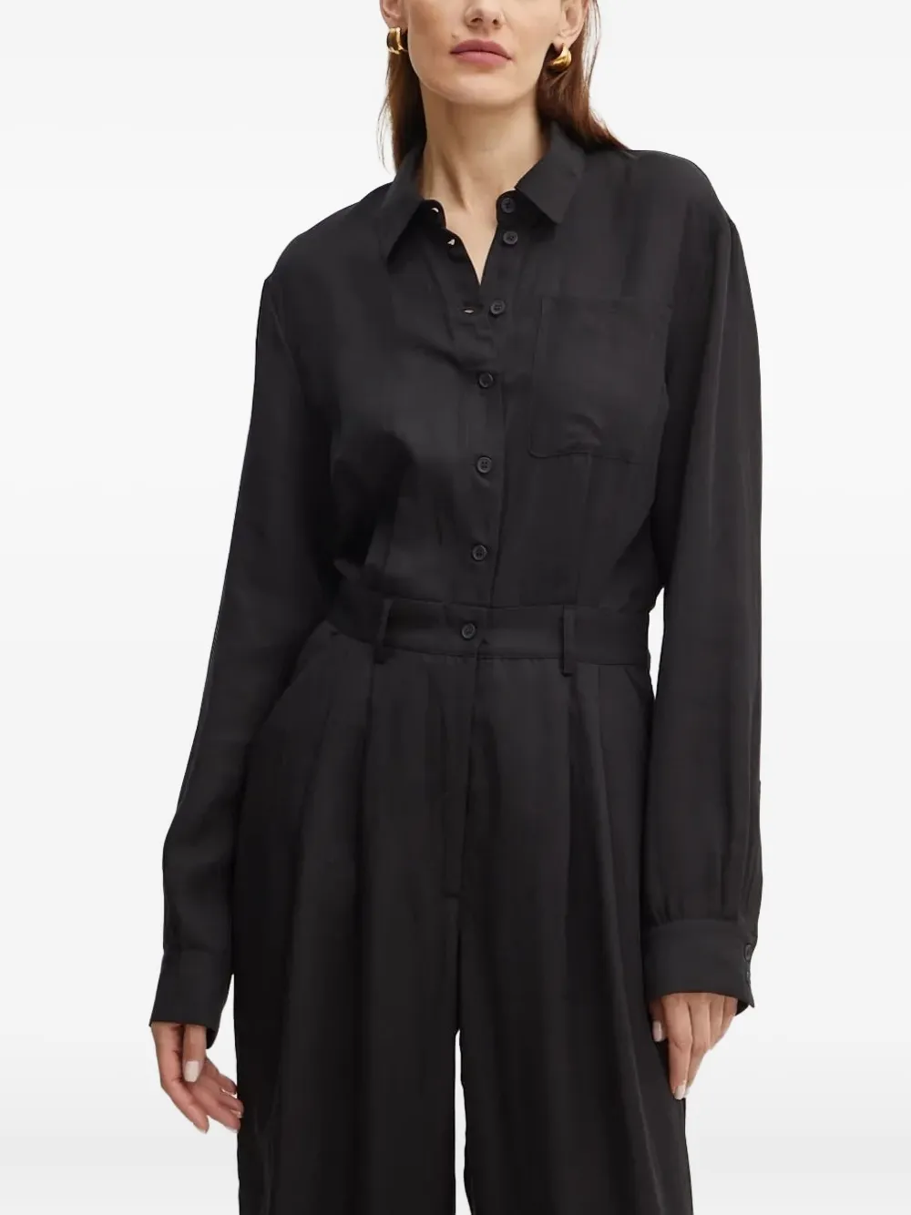 Bardot Zarri pleated shirt jumpsuit | Black | Image 1