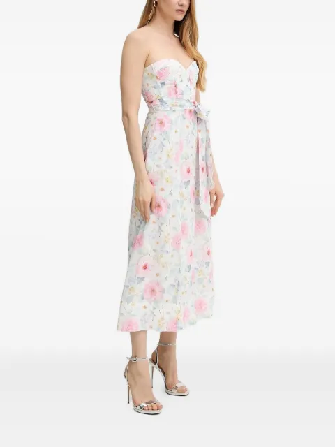 Bardot floral-print corset midi dress