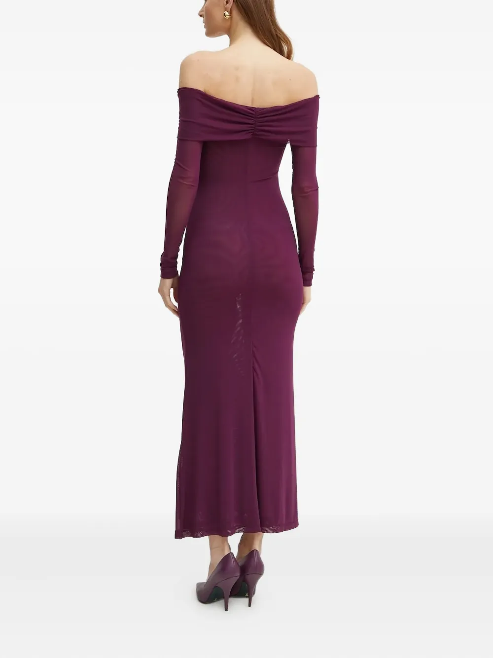 Bardot off-shoulder ruched maxi dress - Paars