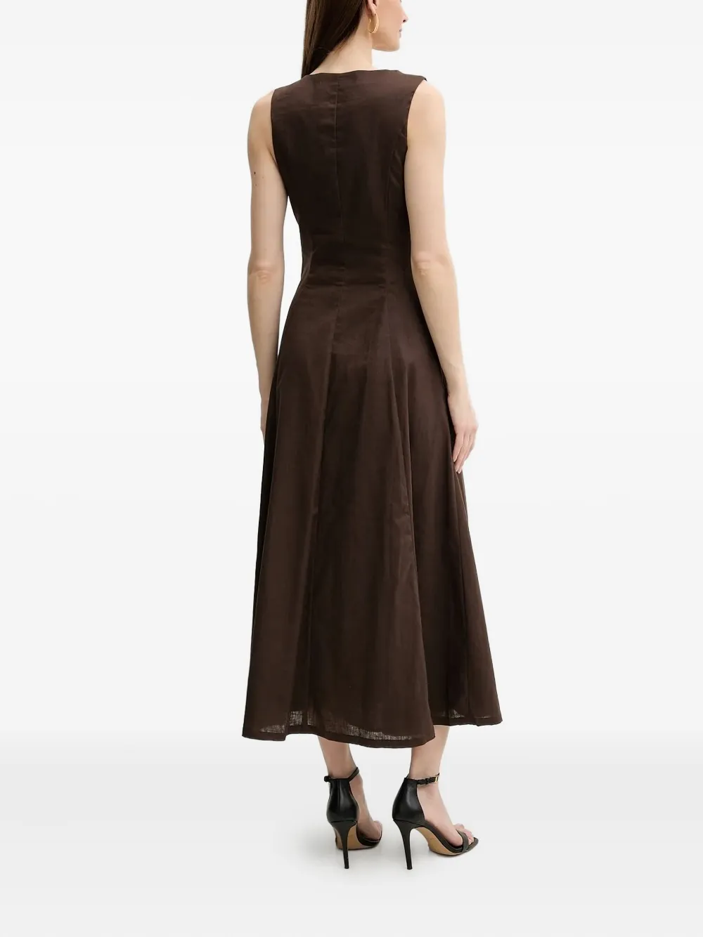 Bardot Midi-jurk met knopen - Bruin