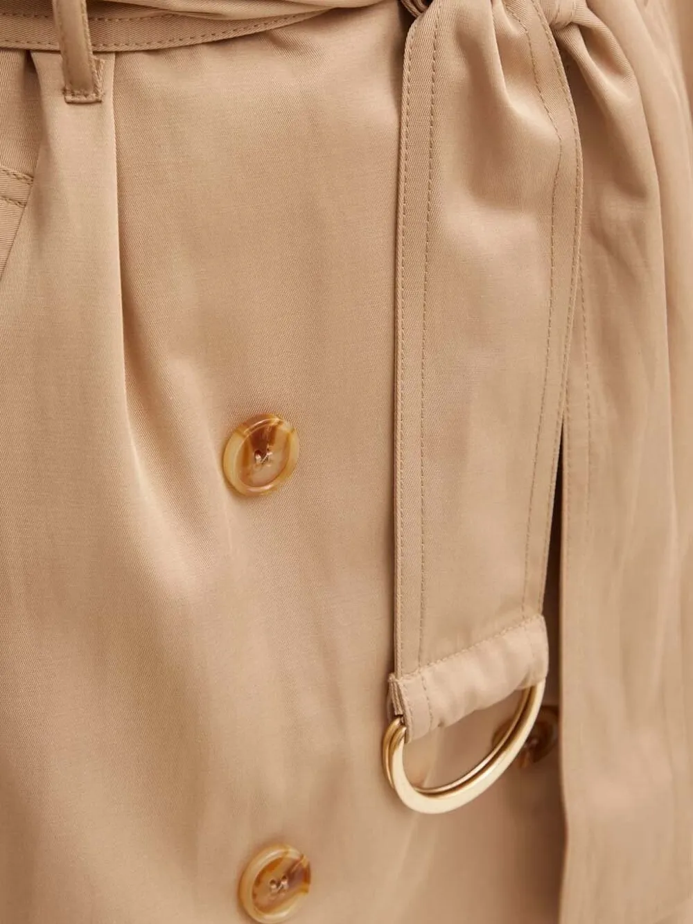 Bardot Halle trenchcoat met ceintuur en dubbele rij knopen Beige