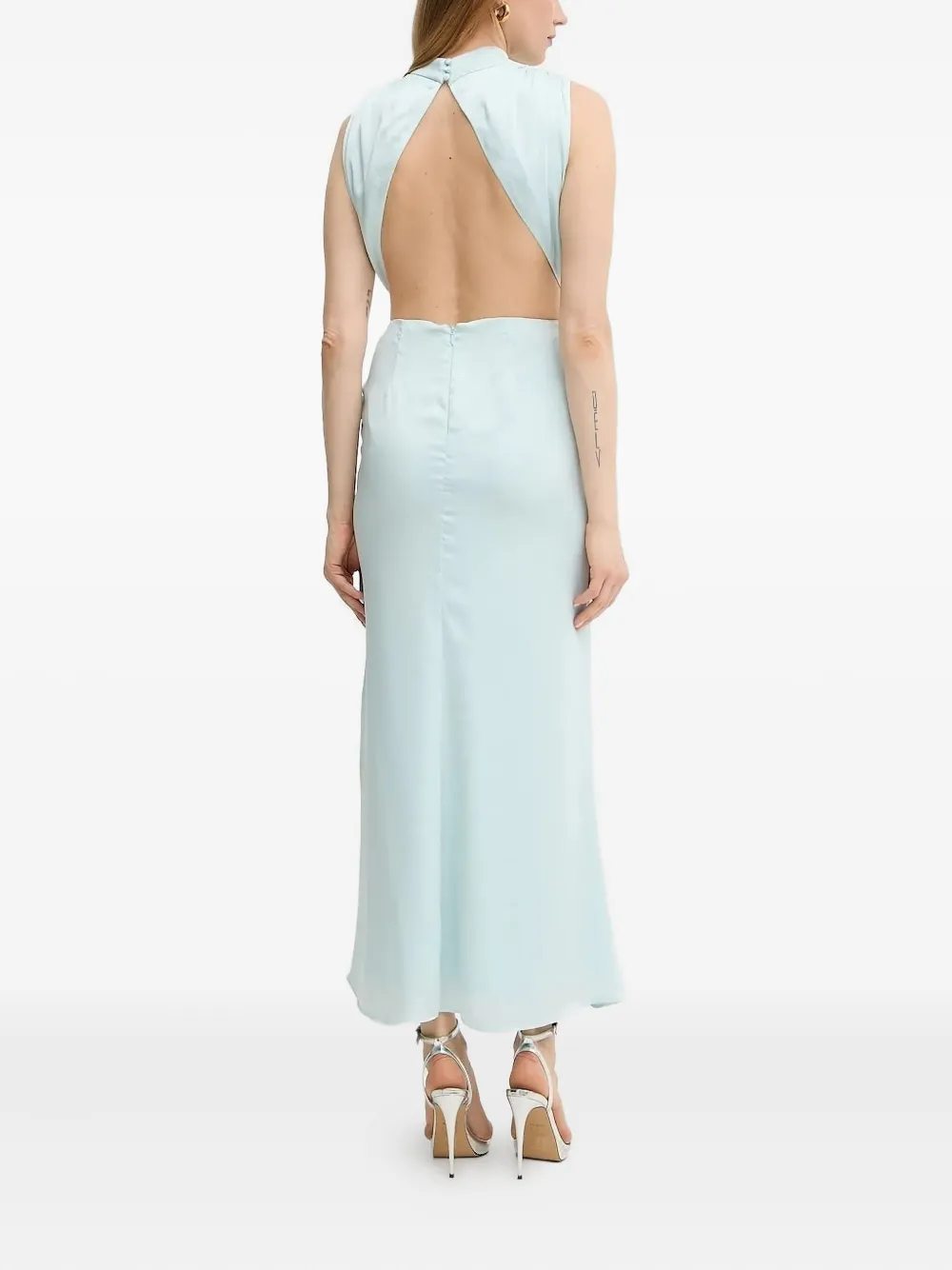 Bardot Delphine high-neck cut-out dress Blauw