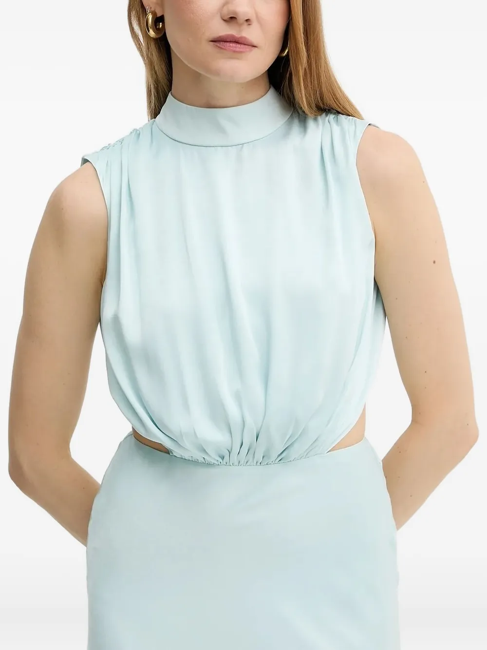 Bardot Delphine high-neck cut-out dress Blauw