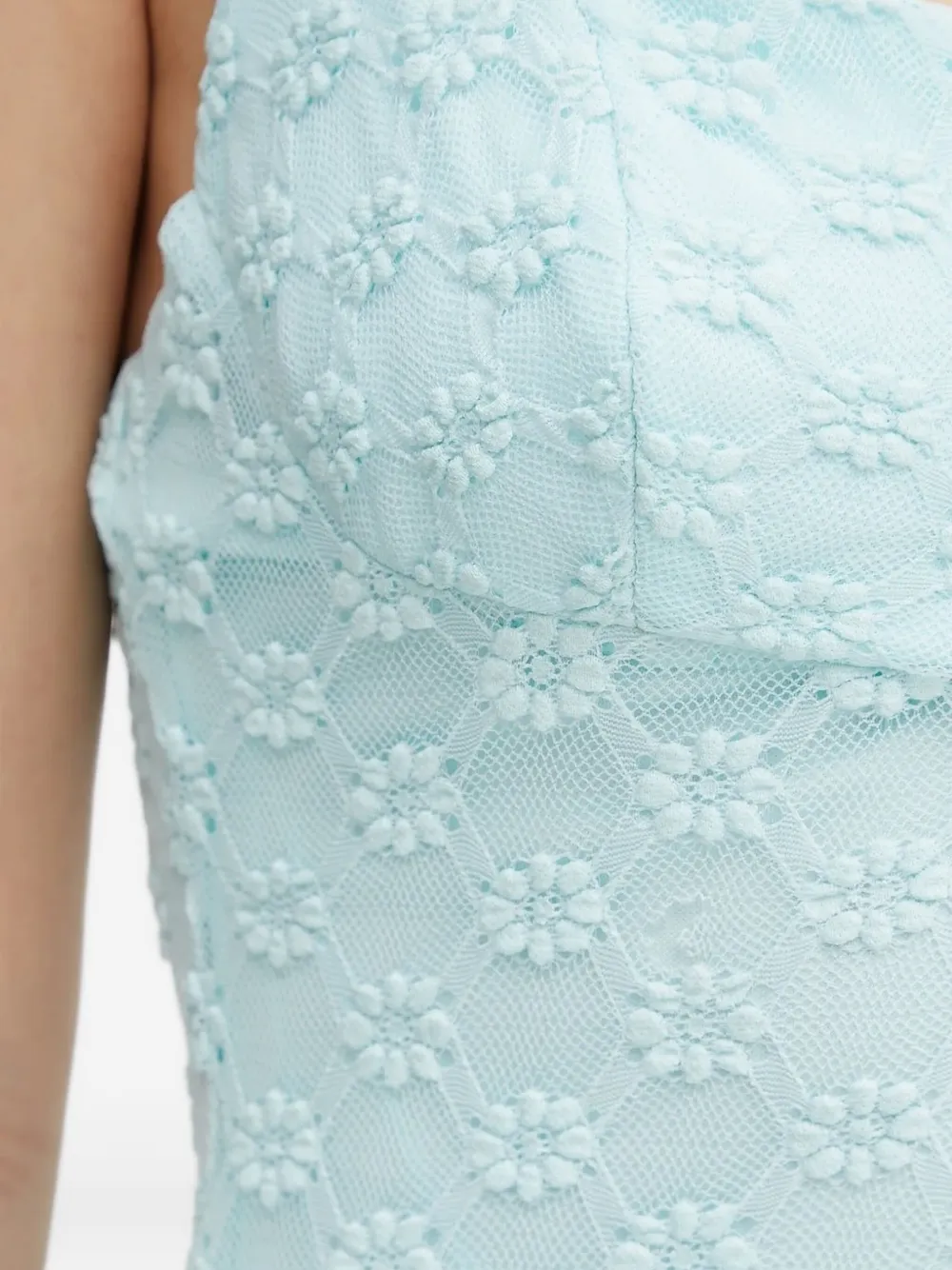 Bardot Midi-jurk met bloemenkant Blauw