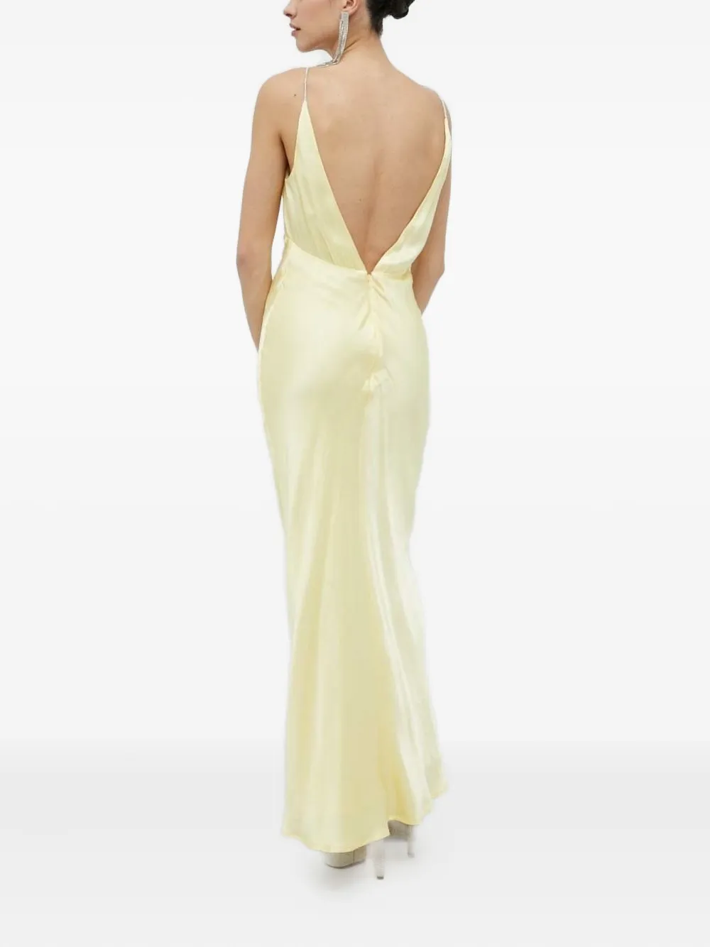 Bardot Capri Crystal-embellished Satin Maxi-dress In Yellow