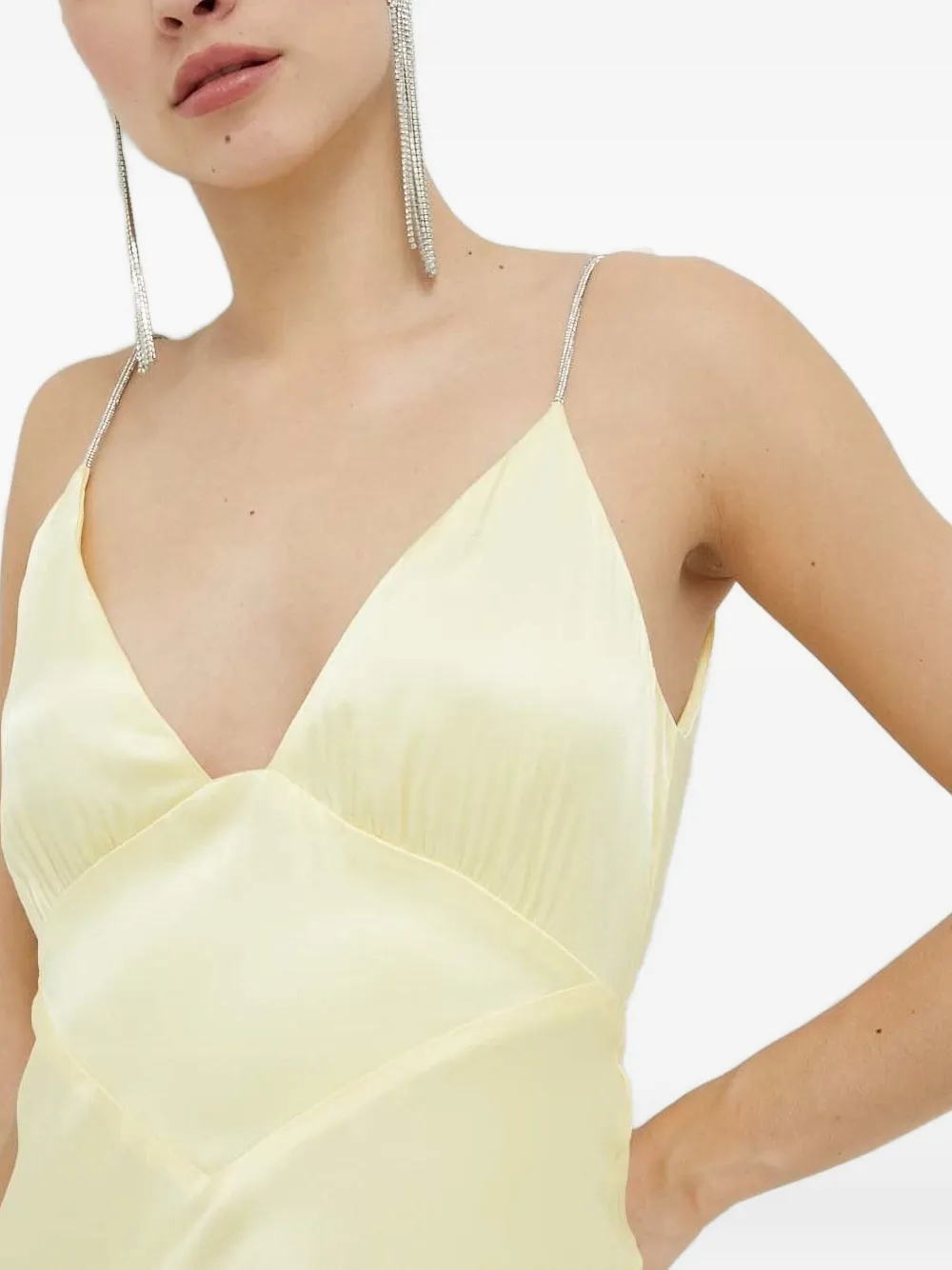 Bardot Capri Crystal-embellished Satin Maxi-dress In Yellow