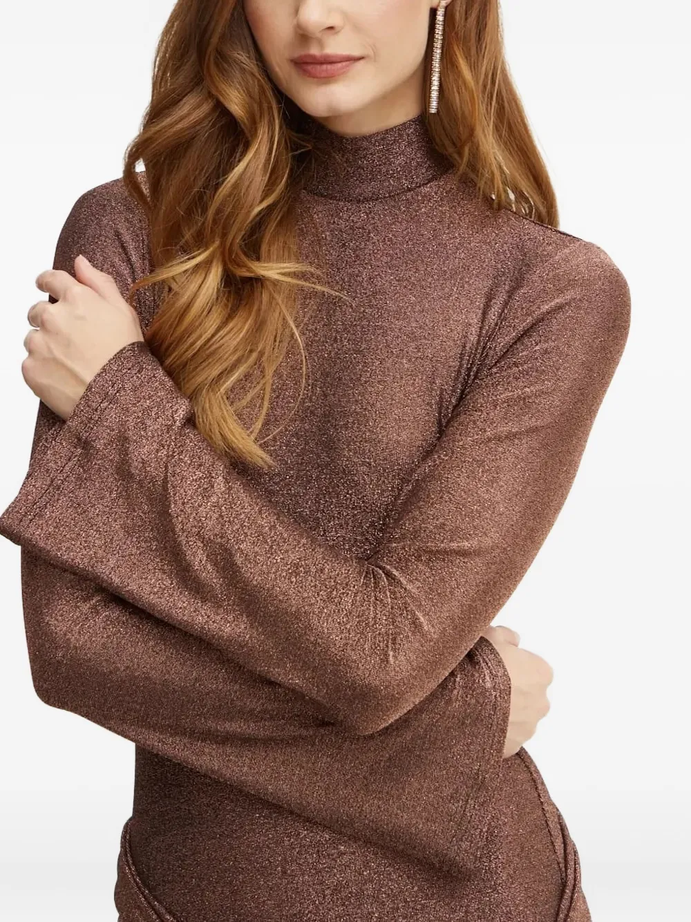 Bardot Mini-jurk met gestrikte voorkant en col Bruin