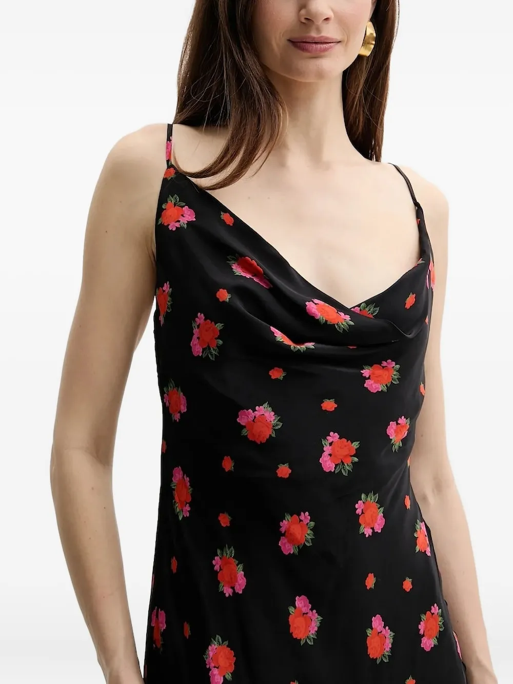 Bardot Midi-jurk met bloemenprint Zwart