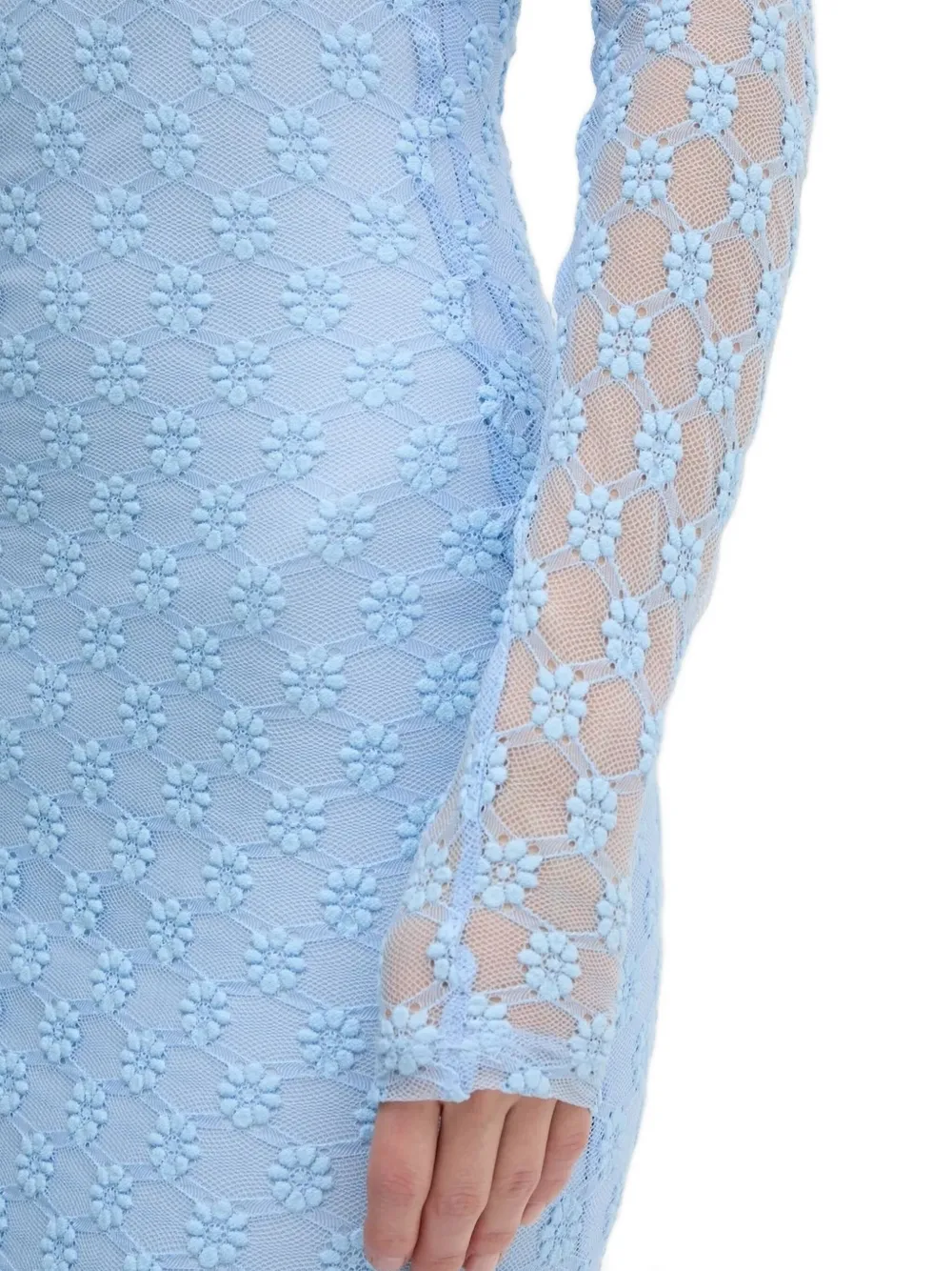 Bardot Midi-jurk met bloemenkant Blauw