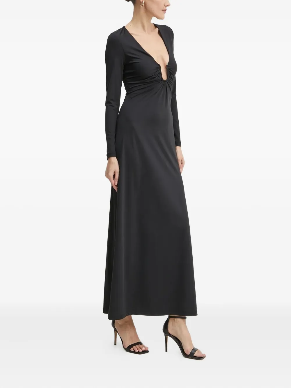 Bardot Maxi-jurk met keyhole hals Zwart