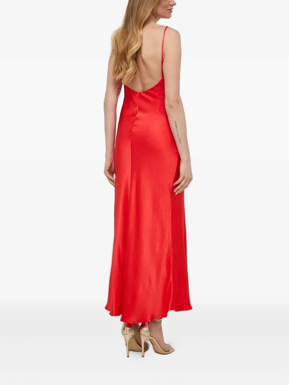 Bardot Midi-jurk met kanten vlak Rood