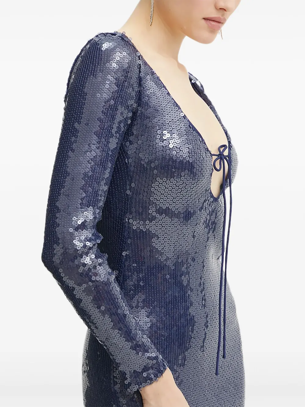 Bardot Verona midi-jurk met pailletten en lange mouwen Blauw