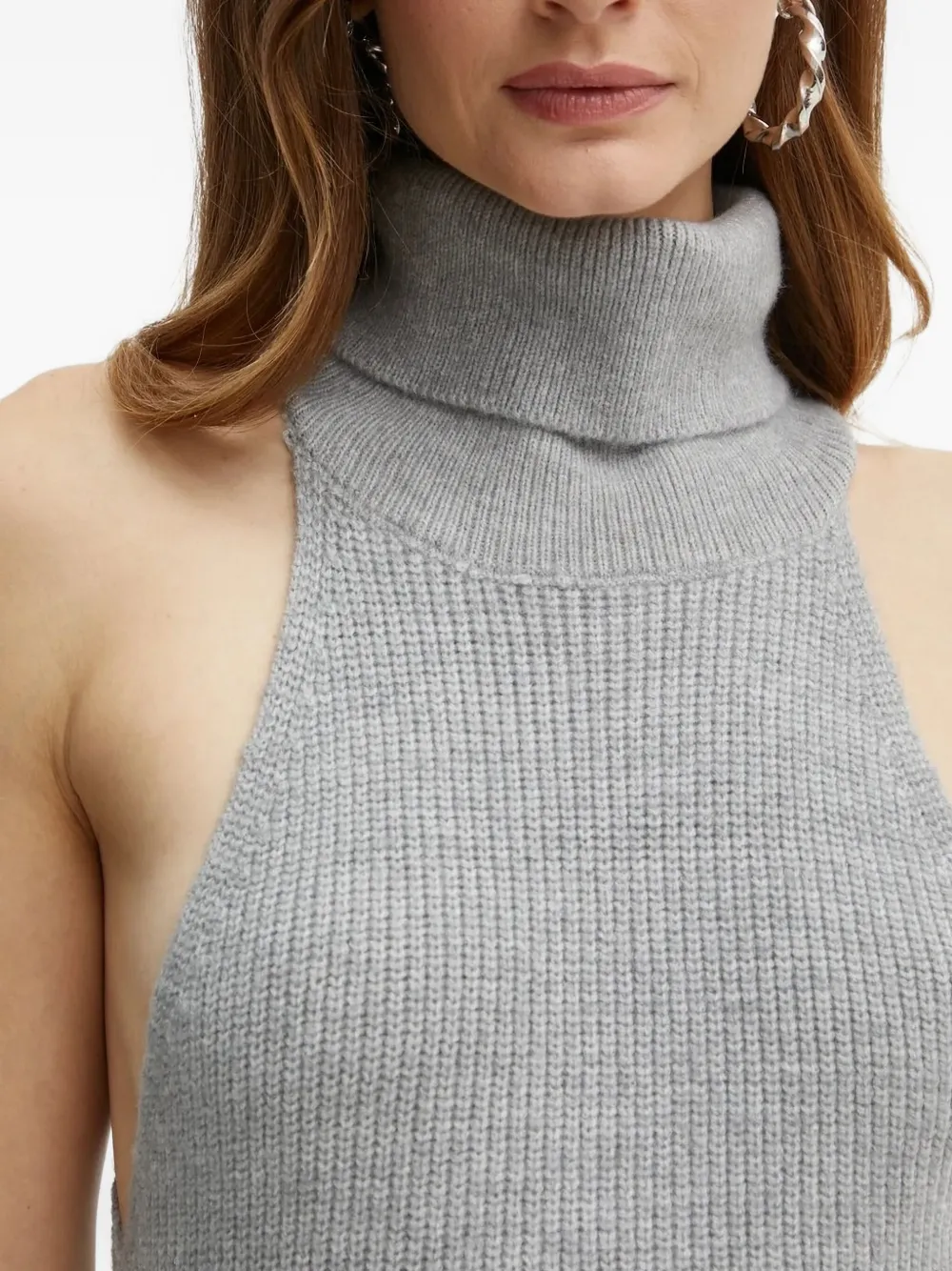 Bardot Mariano Turtleneck Sleeveless Rib Sweater Dress In Gray