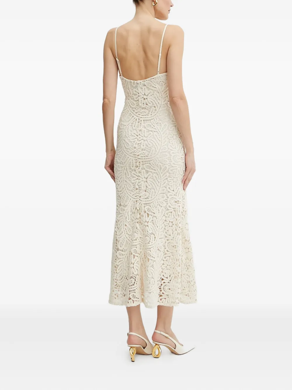 Bardot Midi-jurk met kant Beige
