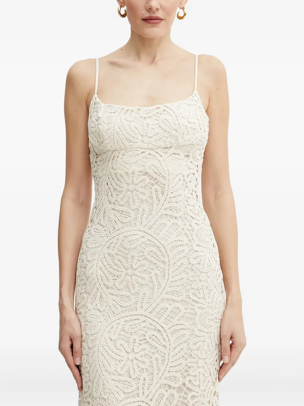 Bardot Adoni Crochet Midi Dress In Yellow