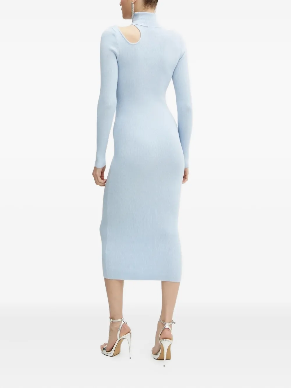Bardot Olesa Cut-out Turtleneck Midi Dress In Blue