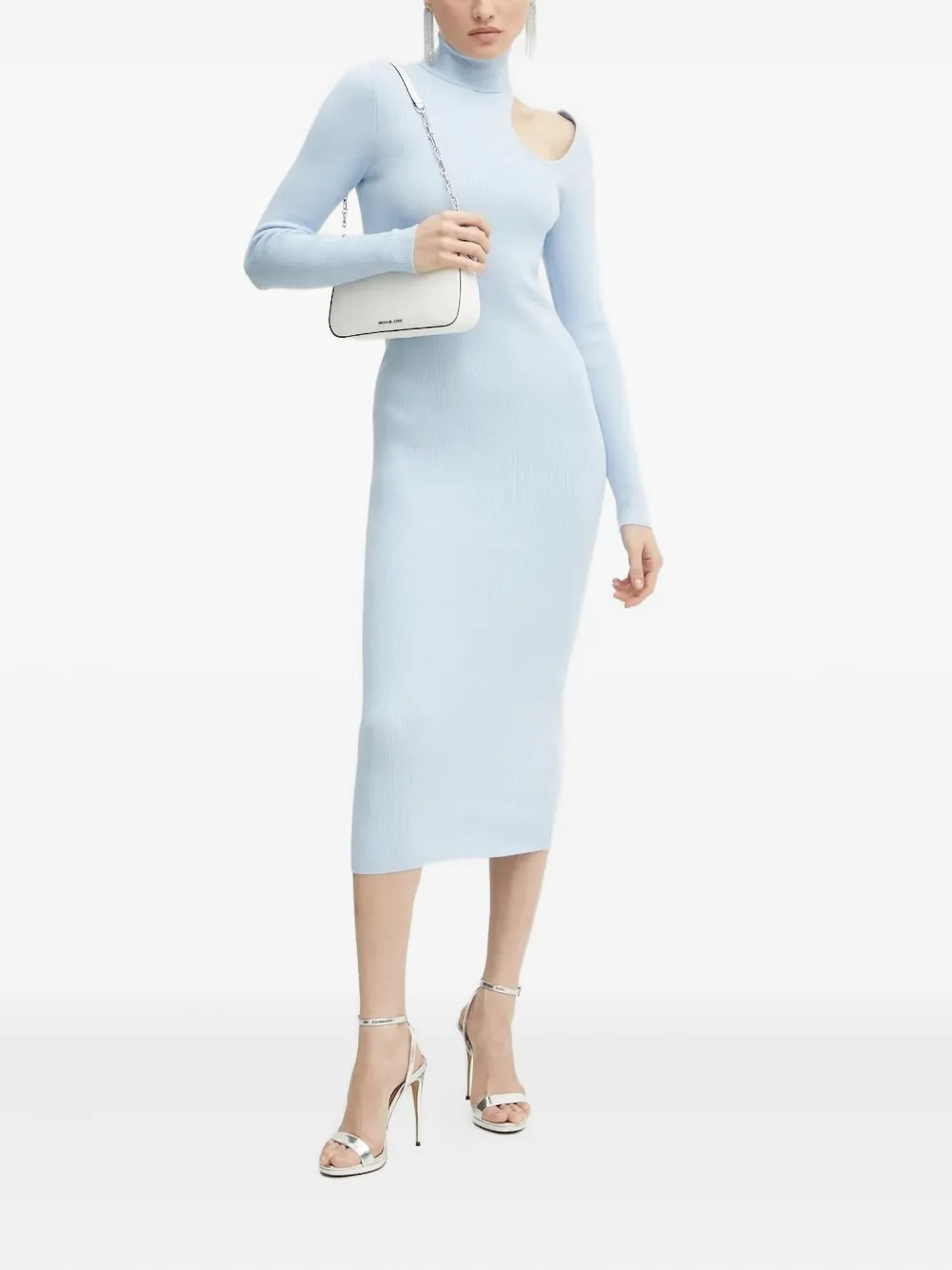 Bardot Olesa Cut-out Turtleneck Midi Dress In Blue