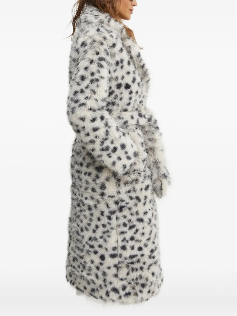 Bardot Leopard-print Belted Coat In Gray