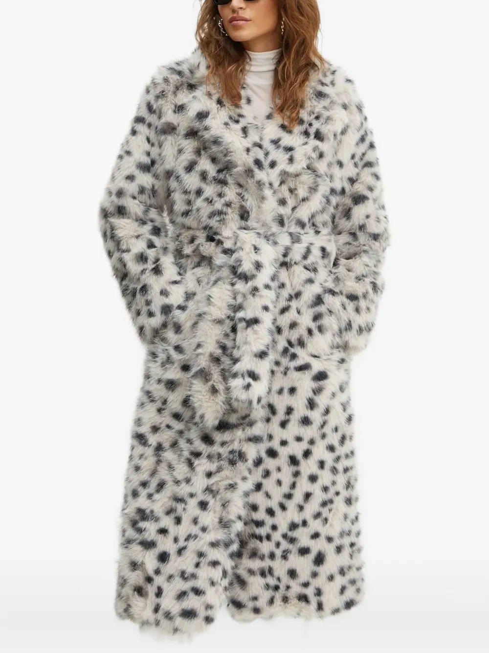 Bardot Leopard-print Belted Coat In Gray