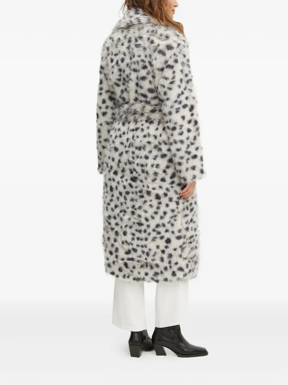 Bardot Leopard-print Belted Coat In Gray