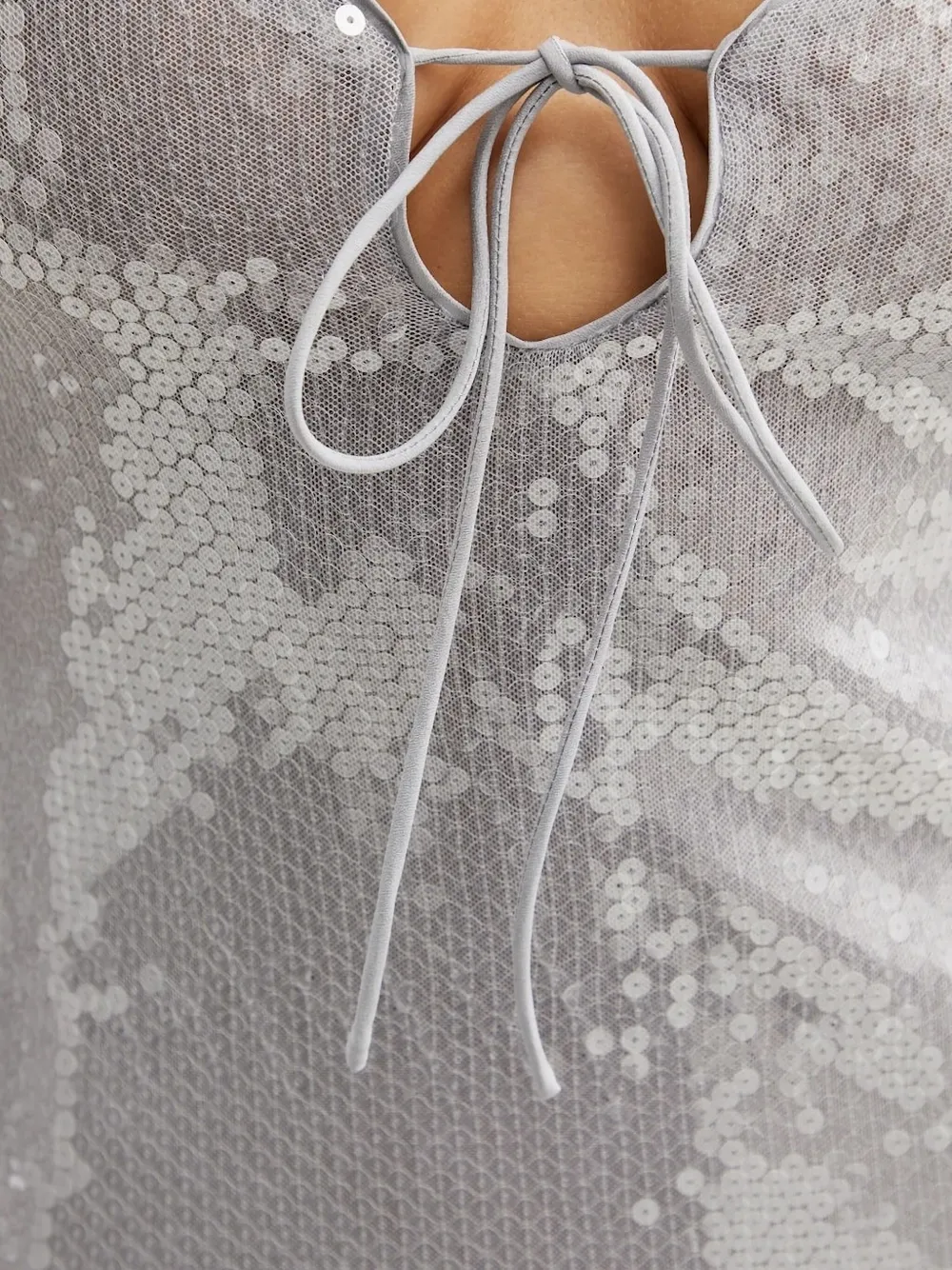 Bardot Verona midi-jurk met pailletten en gestrikte hals Zilver