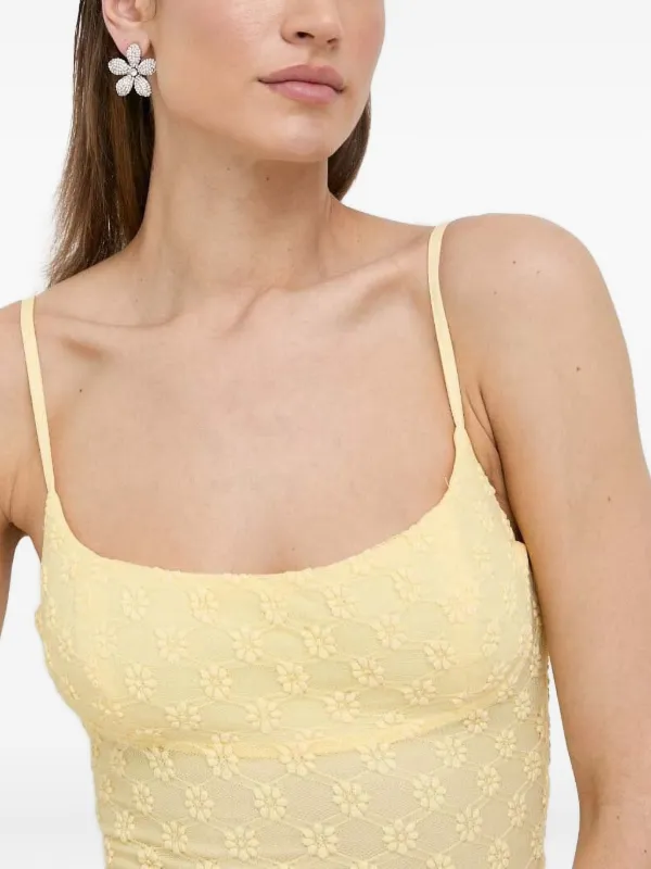 Bardot Floral-lace Midi Dress - Yellow Bardot Floral-lace Midi Dress - Yellow