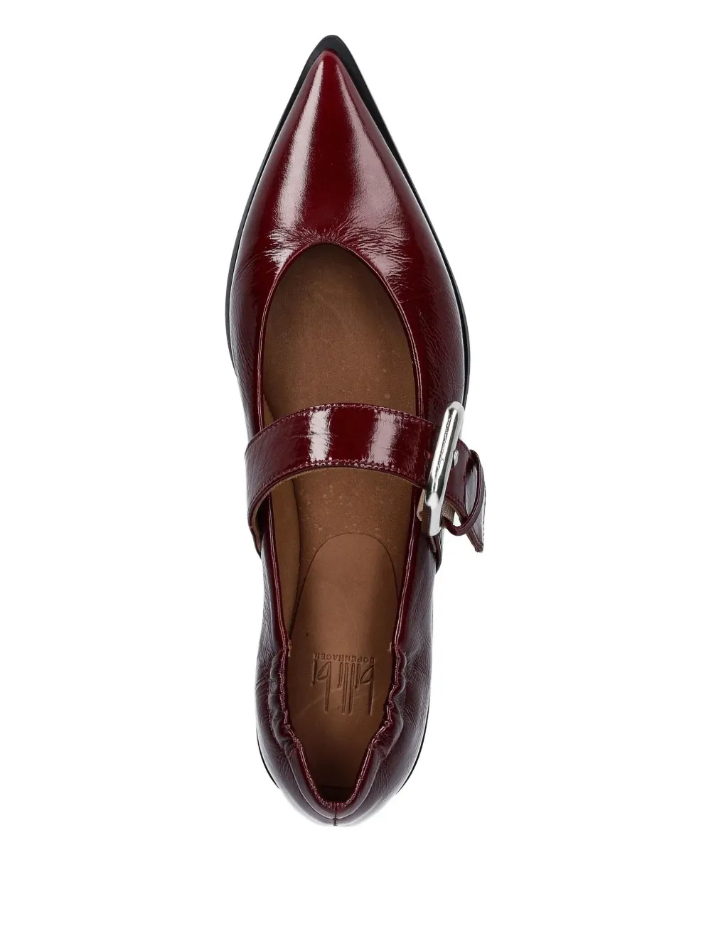 Billi Bi Pointed-toe Buckle Ballet Flats In Red