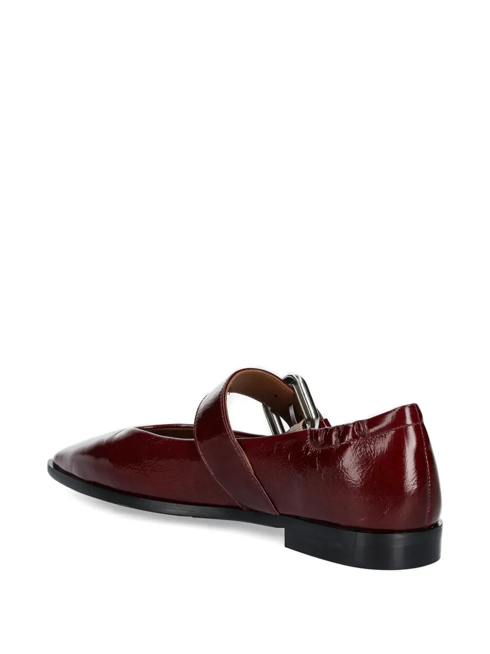Billi Bi Pointed-toe Buckle Ballet Flats In Red