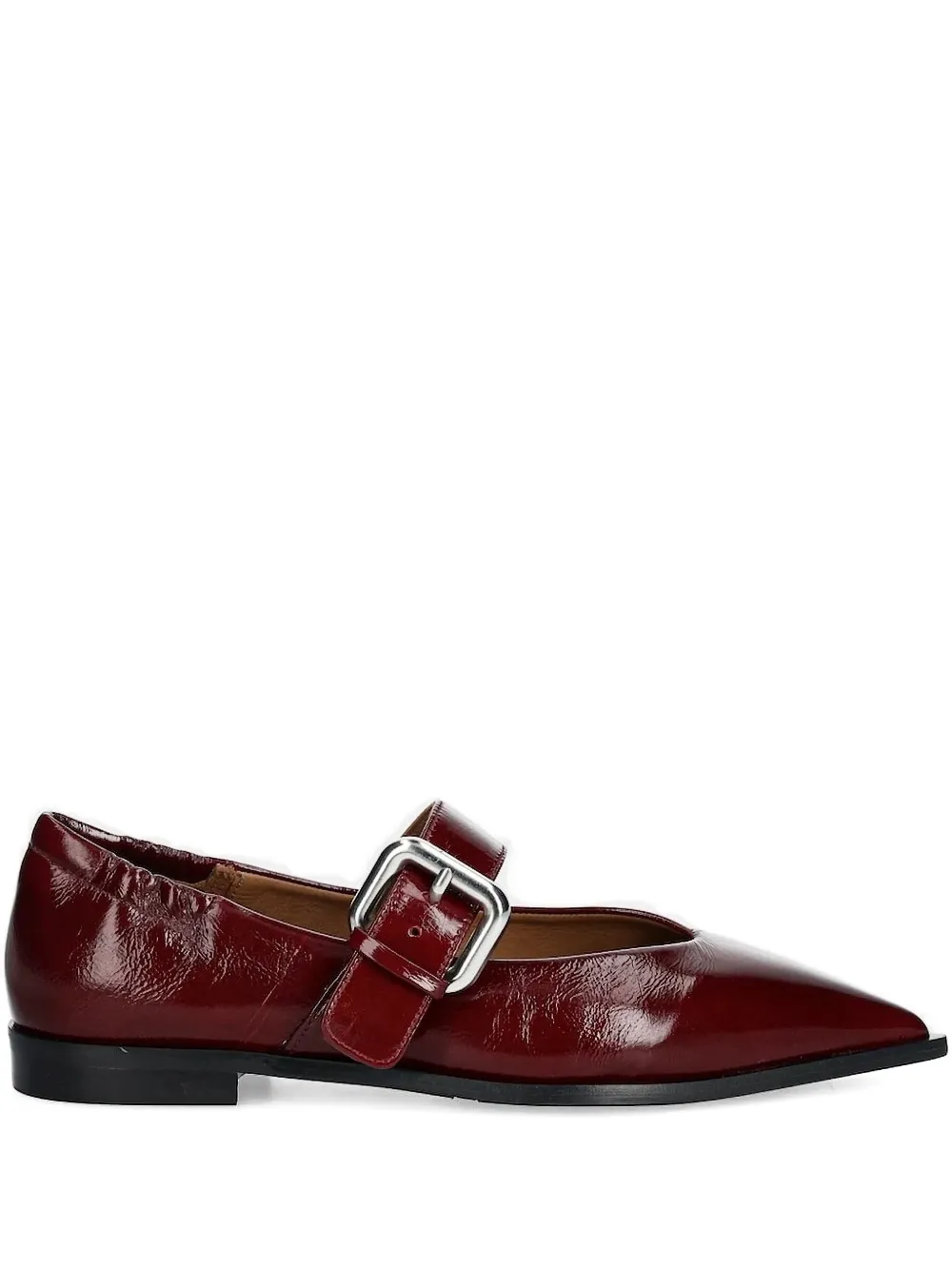 Billi Bi Pointed-toe Buckle Ballet Flats In Red