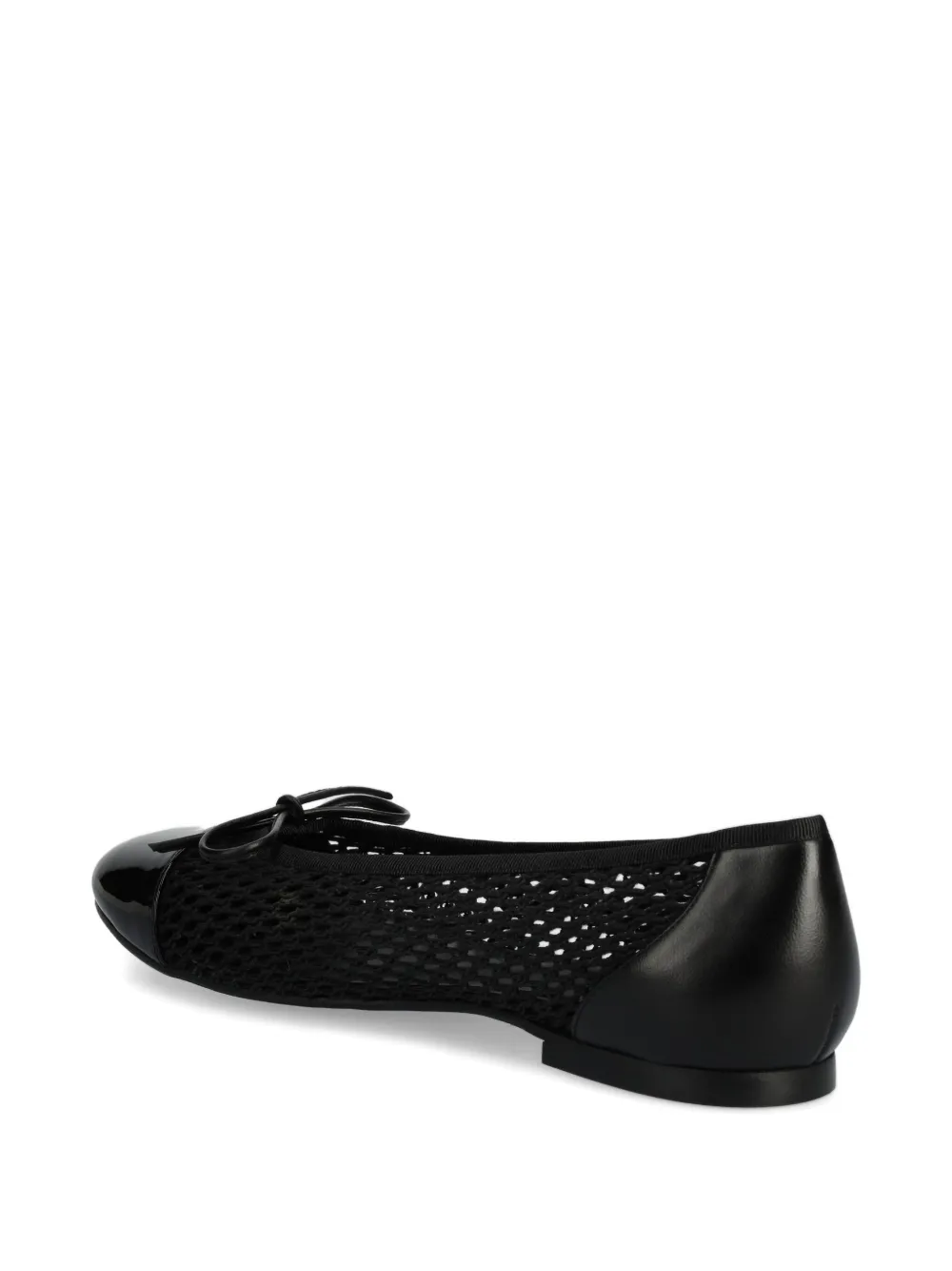 Billi Bi Mesh-panels Cap-toe Ballet Flats In Black