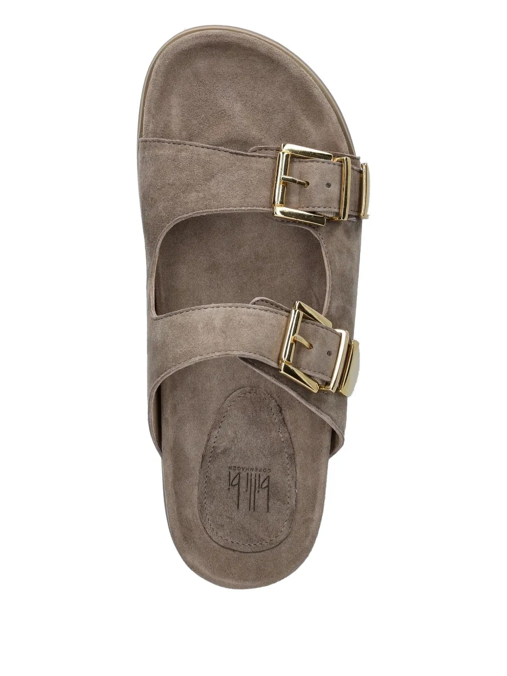 Billi Bi Double-buckle Suede Sandals In Gray