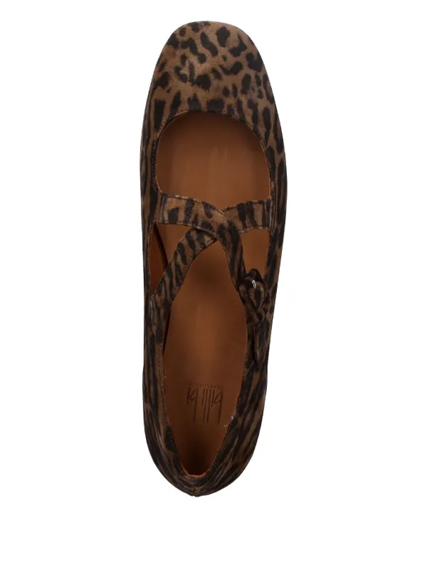 BILLI BI leopard-print Buckle Ballet Flats Brown FARFETCH IN