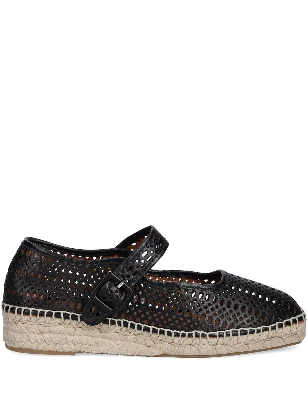Billi Bi Perforated Buckle Espadrilles In Black
