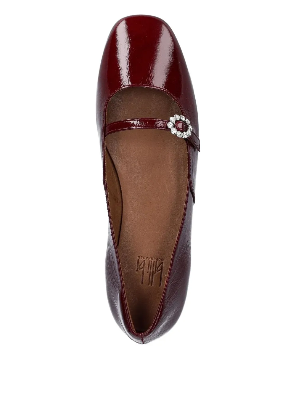 Billi Bi Jewel-embellished Square-toe Flats In Red