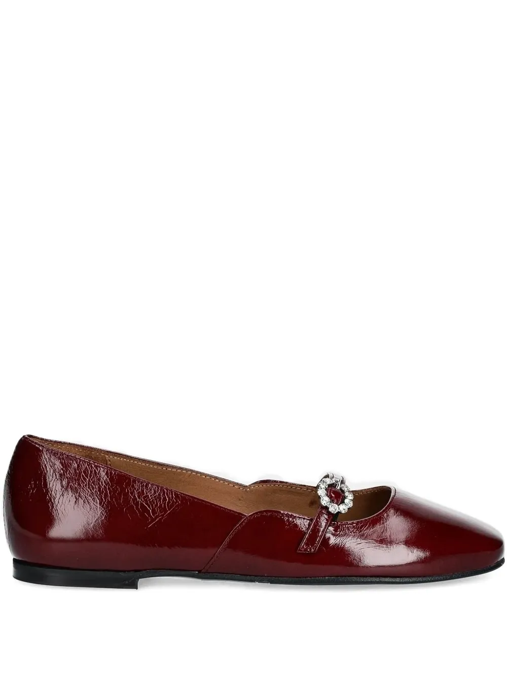 Billi Bi Jewel-embellished Square-toe Flats In Red