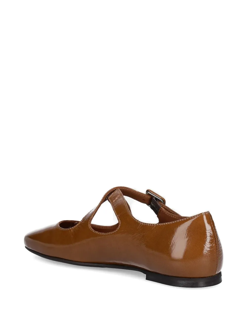 BILLI BI buckle-fastening patent-leather flat pumps Brown