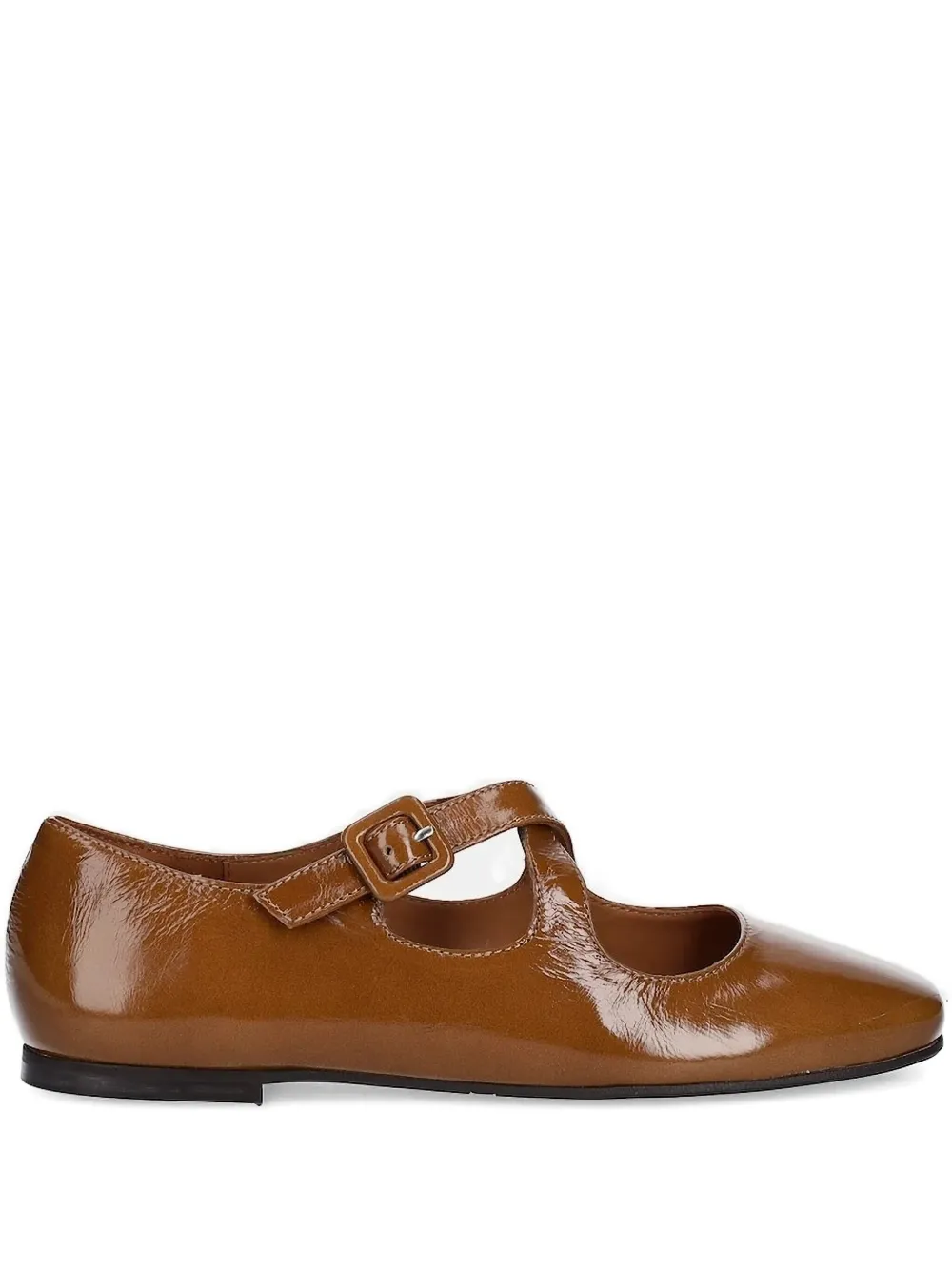 Billi Bi Buckle-fastening Patent-leather Flat Pumps In Brown