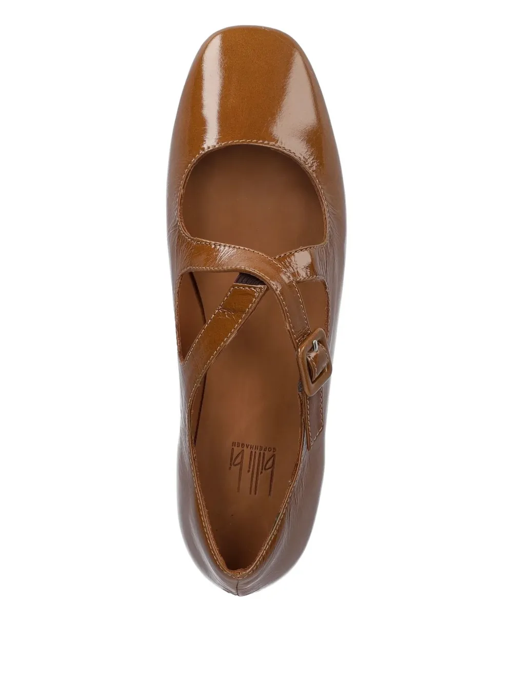 BILLI BI buckle-fastening patent-leather flat pumps Brown